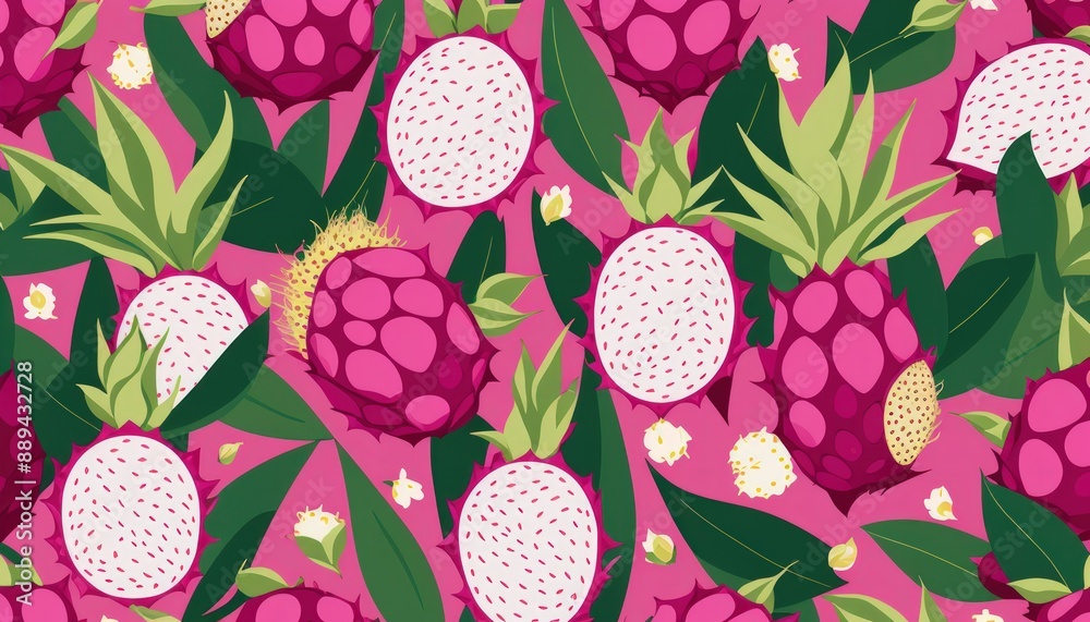 dragon fruit seamless pattern pink color dragon fruit seamless pattern pink color