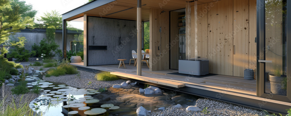 View of An innovative water recycling system in a modern home, showing how ...