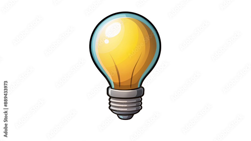 A glowing glass light bulb, isolated on white, symbolizes bright ideas and electric innovation