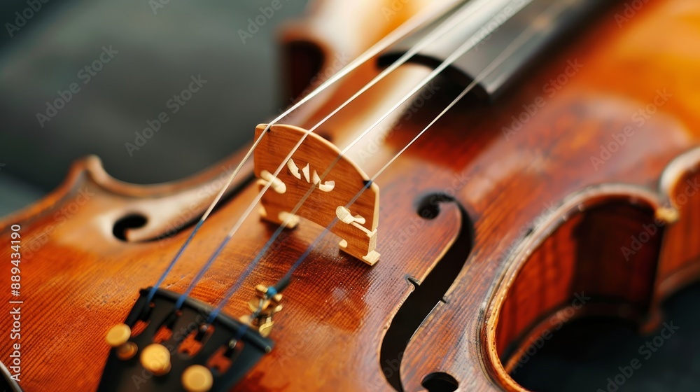 Fototapeta premium Close Up of a Violin's Body and Strings