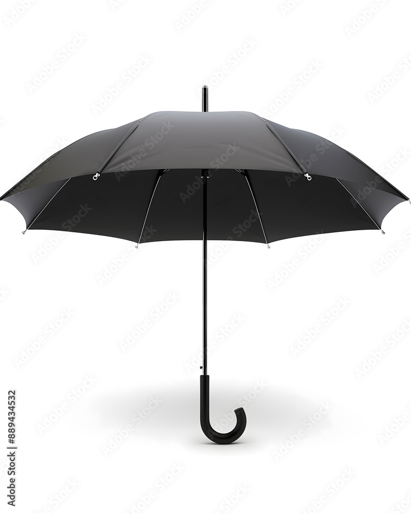 Elegant Black Umbrella Isolated on a Light Background Elegant Black Umbrella Isolated on a Light Background