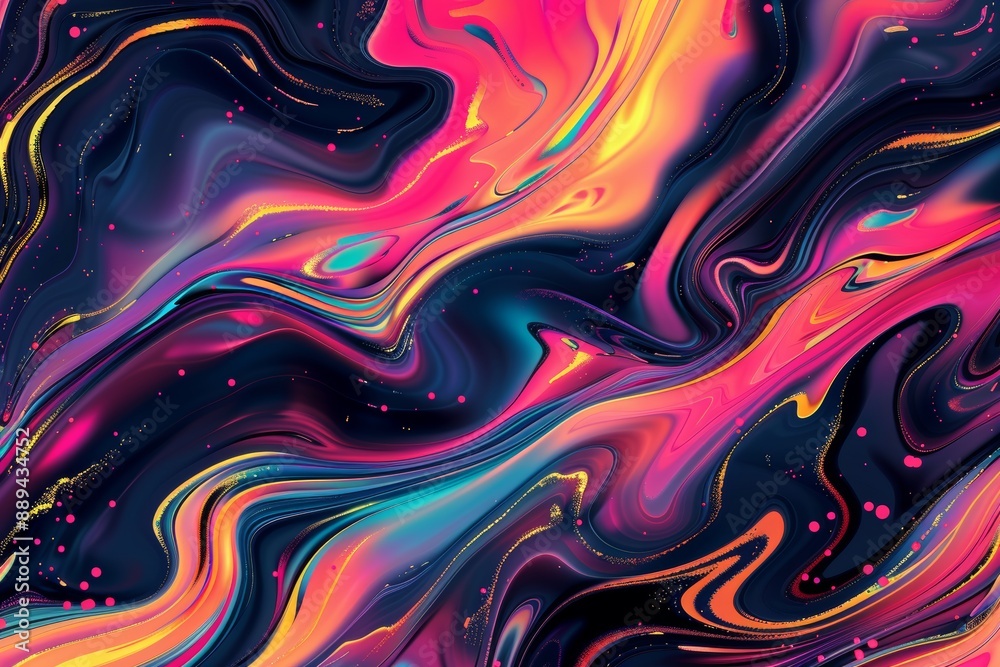 Wallpaper in vibrant complementary colors with metallic abstract wavy liquid background design - Stock photo Wallpaper in vibrant complementary colors with metallic abstract wavy liquid background design - Stock photo