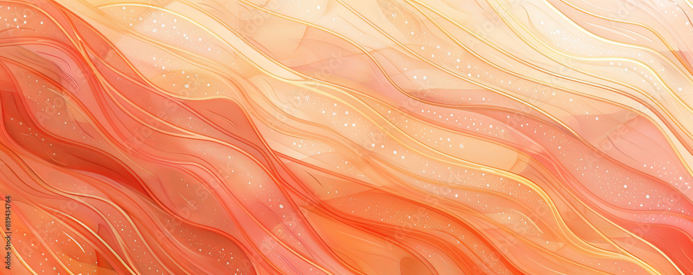 Elegant wavy pattern with a gradient blend from soft coral to deep orange, accented with subtle sparkles that add a touch of sophistication. Elegant wavy pattern with a gradient blend from soft coral to deep orange, accented with subtle sparkles that add a touch of sophistication.