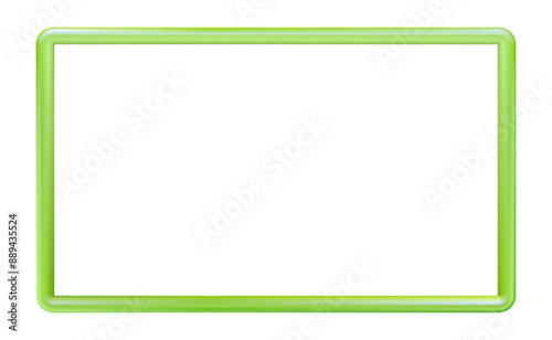 Green plastic frame, volumetric. Multi-colored edging for photos and presentations, design. Vector illustration Eps 10.
