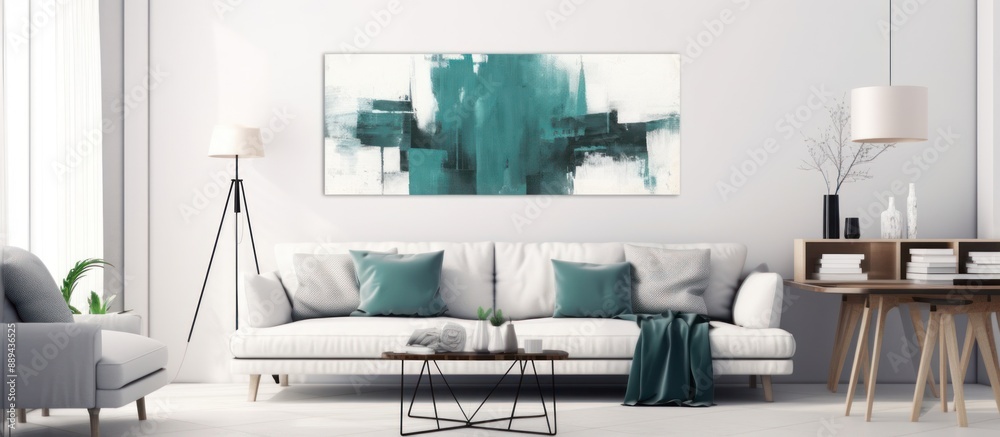 Teal and White Minimalist Living Room Interior Design Teal and White Minimalist Living Room Interior Design