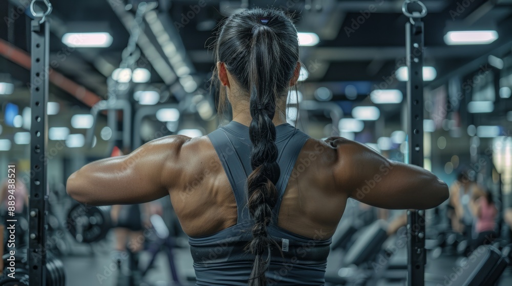 Woman with Braided Hair Working Out in Gym Woman with Braided Hair Working Out in Gym