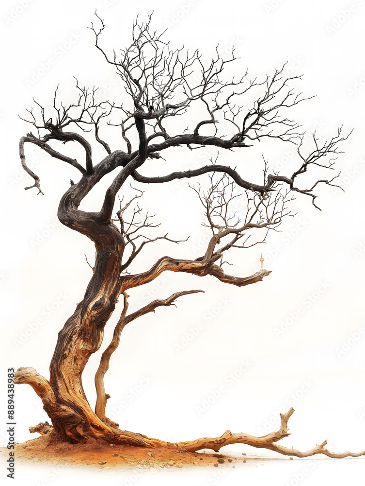 Majestic Twisted Tree Isolated on a White Background Majestic Twisted Tree Isolated on a White Background