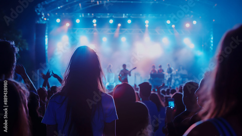 Concert Crowd Enjoying Live Music Performance at Night