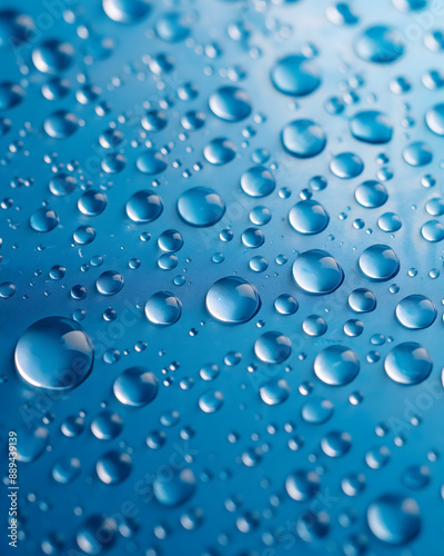 Wallpaper Mural Close-up of Water Droplets on a Gradient Blue Surface Torontodigital.ca