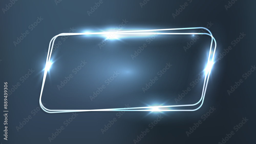 Neon double frame with shining effects Neon double frame with shining effects