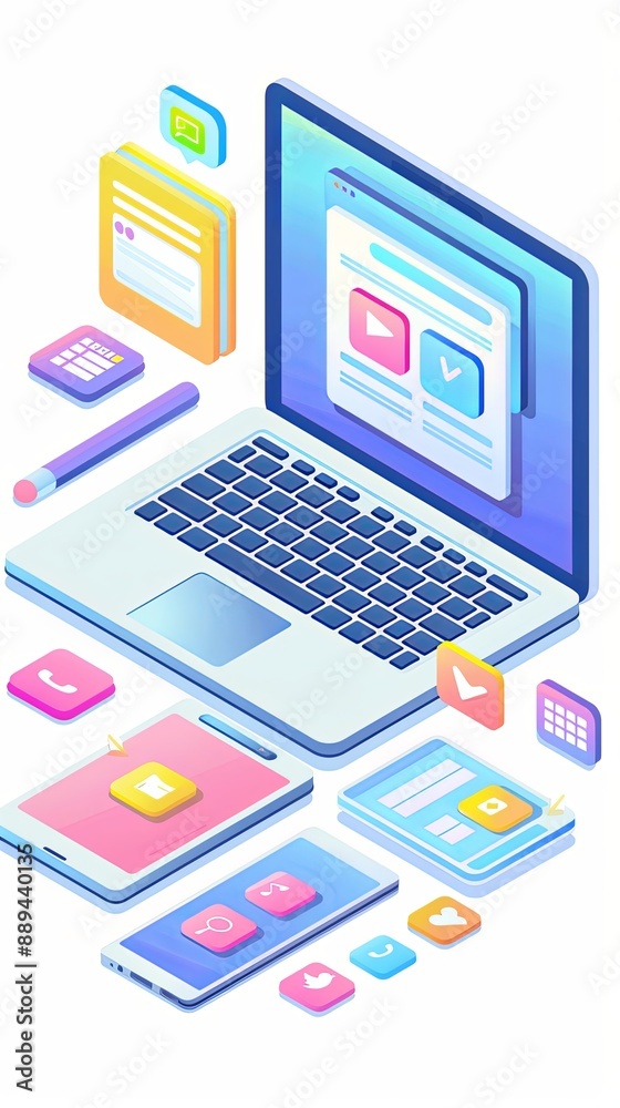 Isometric View of Digital Devices and User Interfaces Isometric View of Digital Devices and User Interfaces