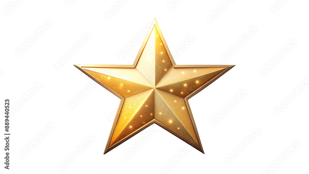 Golden star isolated on white background, shining symbol of celebration and achievement Golden star isolated on white background, shining symbol of celebration and achievement