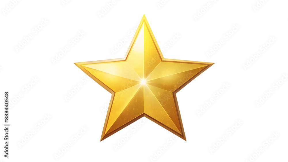 Golden star isolated on white background, shining symbol of celebration and achievement Golden star isolated on white background, shining symbol of celebration and achievement