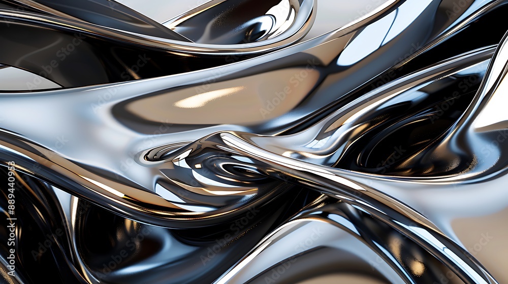 Dramatic Fusion of Midnight Black and Metallic Silver Abstract Art Dramatic Fusion of Midnight Black and Metallic Silver Abstract Art