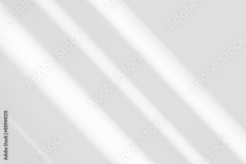 Abstract light reflection and grey shadow from window on white wall background. Gray stripe window shadows and sunshine diagonal geometric overlay effect for backdrop and mockup design