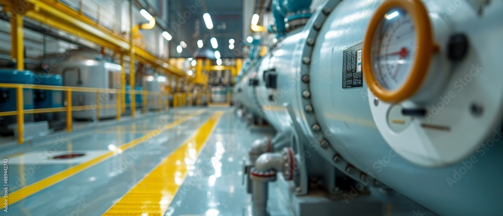 Fototapeta premium Energy of the Future: Close up of Nuclear Reactor Components and Atomic Energy Control Mechanisms