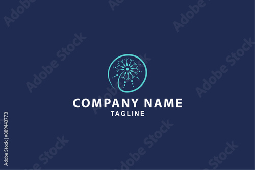 dandelion flower logo in flat vector design style