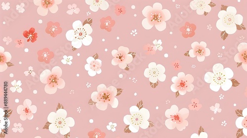 Light pink pastel, cute soft baby girl flowers pattern background, cottagecore style suitable for girls' jeans or baby