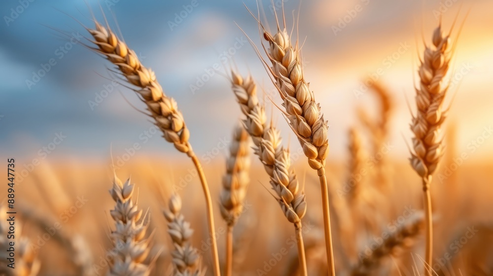 Wheat heads glowing in the light of the setting sun, conveying themes of growth, resilience, and the timeless beauty of rural life with an artistic touch. Wheat heads glowing in the light of the setting sun, conveying themes of growth, resilience, and the timeless beauty of rural life with an artistic touch.