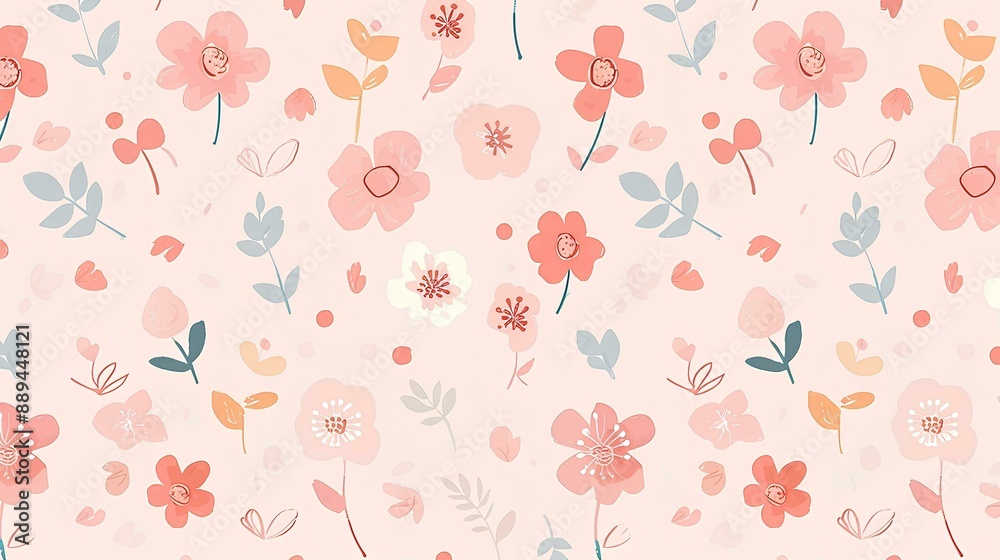 Light pink pastel, cute soft baby girl flowers pattern background, cottagecore style suitable for girls' jeans or baby Light pink pastel, cute soft baby girl flowers pattern background, cottagecore style suitable for girls' jeans or baby