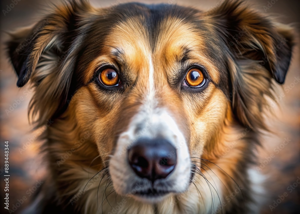 A heartwarming close-up portrait of a dog's face highlighting its striking brown eyes, surrounded by a soft furry complexion, evoking emotions in animal enthusiasts. A heartwarming close-up portrait of a dog's face highlighting its striking brown eyes, surrounded by a soft furry complexion, evoking emotions in animal enthusiasts.
