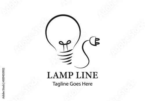 Logo in the form of a lamp with cables and electrical connections