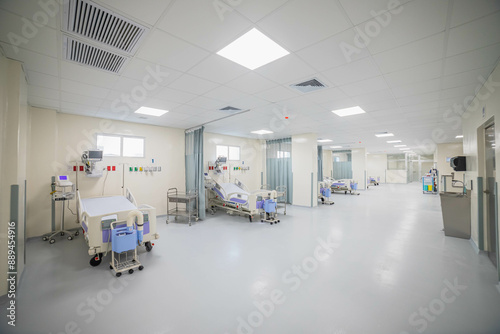 Obraz na płótnie Hospital building new facilities for public, empty spaces
