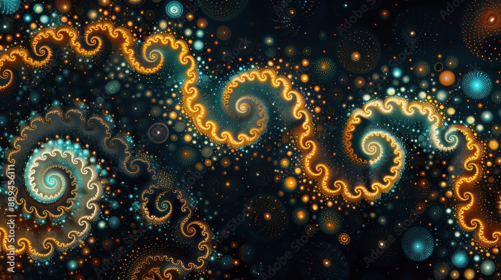 Fractal patterns on a black background, creating an intricate and mesmerizing visual effect with infinite complexity. Fractal patterns on a black background, creating an intricate and mesmerizing visual effect with infinite complexity.