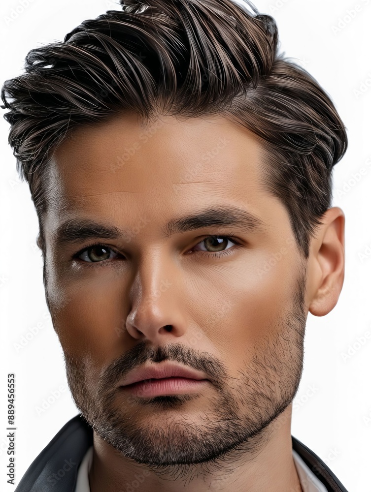 Fototapeta premium A man with a beard and a leather jacket.