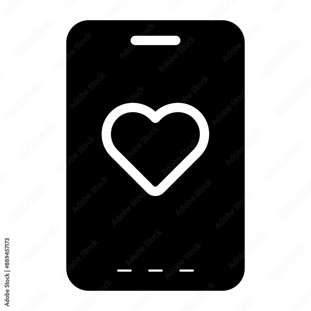 smartphone with love heart symbol glyph icon smartphone with love heart symbol glyph icon