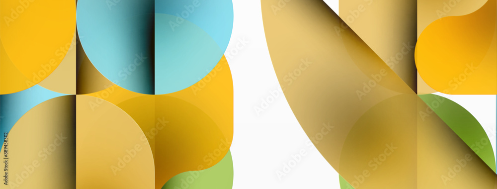 Circles and round shapes geometric minimal background. Transparent geometric shapes composition for wallpaper, banner, background or landing Circles and round shapes geometric minimal background. Transparent geometric shapes composition for wallpaper, banner, background or landing