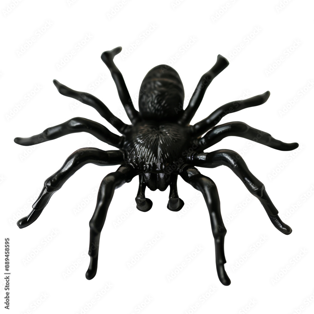 Fake rubber spider toy isolated over a white background. black spider toy isolated on transparent or white background. Comic horror for Halloween Fake rubber spider toy isolated over a white background. black spider toy isolated on transparent or white background. Comic horror for Halloween