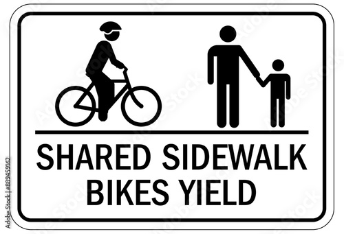 Bicycle share the road sign shared sidewalk bikes yield