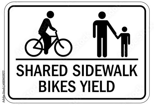 Bicycle share the road sign shared sidewalk bikes yield