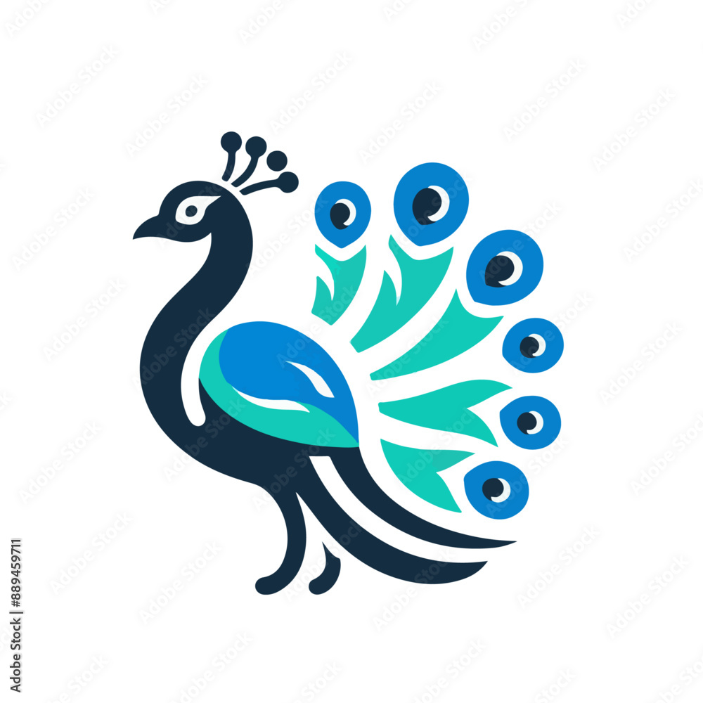 Fototapeta premium flat vector logo of a peacock. 