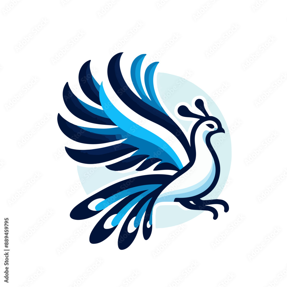 Obraz premium flat vector logo of a peacock. 