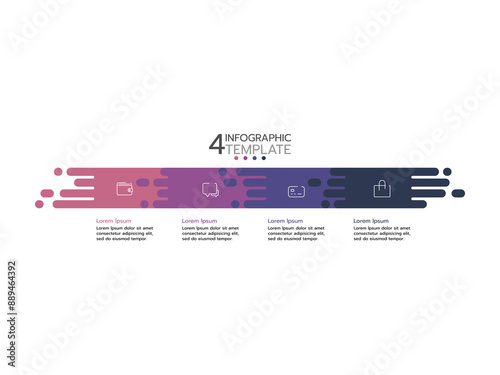 Infographic template. 4 Step timeline journey with marketing icons. Flat simple infographics design template. presentation graph. Business concept with 4 options.