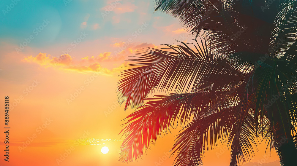 Fototapeta premium Palm trees at sunset