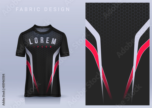 Fabric textile design for Sport t-shirt, Soccer jersey mockup for football club. uniform front view.	