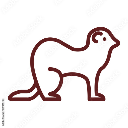 Ferret Vector Line Maroon Icon Design