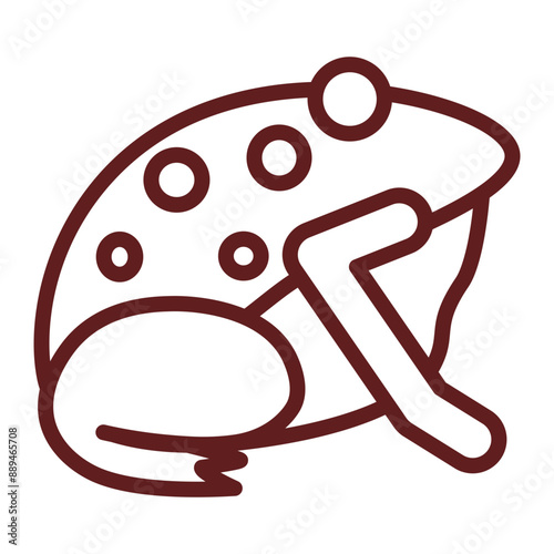 Toad Vector Line Maroon Icon Design