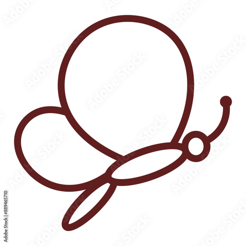 Butterfly Vector Line Maroon Icon Design