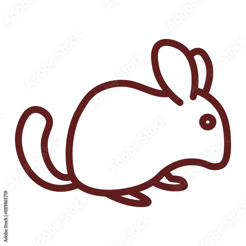 Chinchilla Vector Line Maroon Icon Design