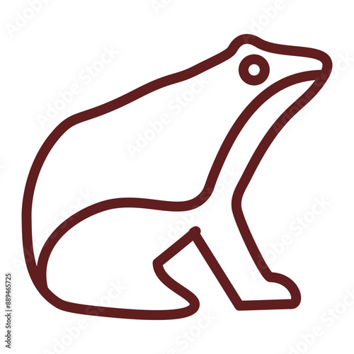 Frog Vector Line Maroon Icon Design