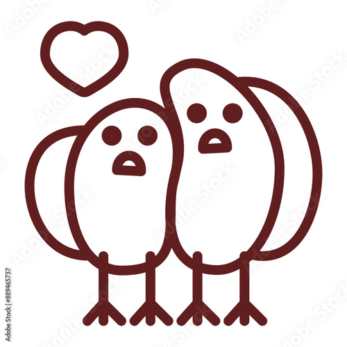 Lovebird Vector Line Maroon Icon Design