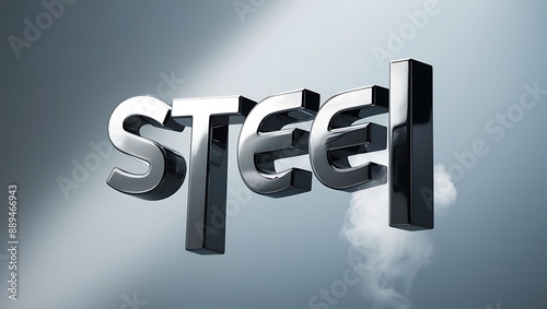 Steel text on silver color style effect. 3D typography photo