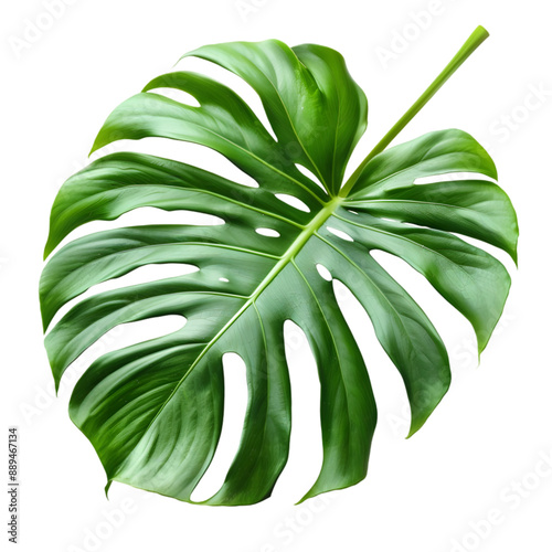 Large Green Leaf of Monstera Deliciosa Plant photo