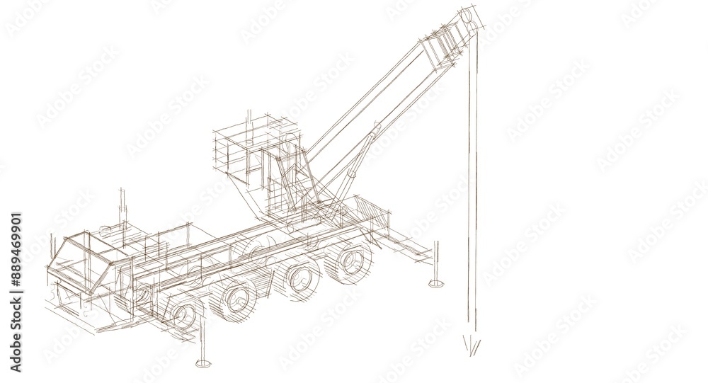 Obraz premium mobile crane machine 3d illustration