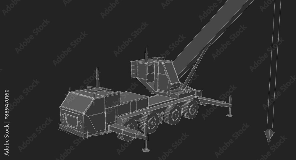 Obraz premium mobile crane machine 3d illustration