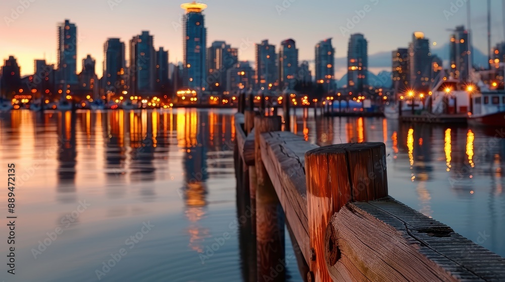 An enchanting city skyline at dusk, its lights reflecting off the calm water surface, creating a magnificent urban nightscape that beautifully juxtaposes natural and man-made elements. An enchanting city skyline at dusk, its lights reflecting off the calm water surface, creating a magnificent urban nightscape that beautifully juxtaposes natural and man-made elements.